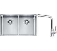 Conjunto fregadero de acero Franke Box 127.0370.188, grifo de cocina Franke Lina 115.0712.420