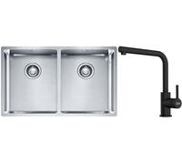 Conjunto fregadero de acero Franke Box 127.0370.188, grifo de cocina Franke Lina 115.0712.435