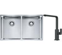 Conjunto fregadero de acero Franke Box 127.0370.188, grifo de cocina Franke Mythos 115.0550.441