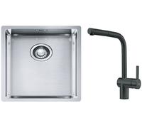 Conjunto fregadero de acero Franke Box 127.0453.653, grifo de cocina Franke Atlas 115.0550.427