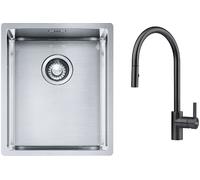 Conjunto fregadero de acero Franke Box 127.0453.653, grifo de cocina Franke Eos 115.0613.671