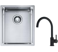 Conjunto fregadero de acero Franke Box 127.0453.653, grifo de cocina Franke Lina 115.0626.019