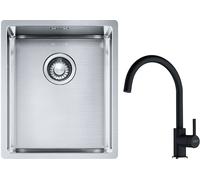 Conjunto fregadero de acero Franke Box 127.0453.653, grifo de cocina Franke Lina 115.0626.020
