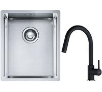 Conjunto fregadero de acero Franke Box 127.0453.653, grifo de cocina Franke Lina 115.0626.055