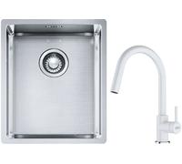 Conjunto fregadero de acero Franke Box 127.0453.653, grifo de cocina Franke Lina 115.0626.081