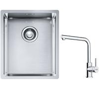 Conjunto fregadero de acero Franke Box 127.0453.653, grifo de cocina Franke Lina 115.0712.420