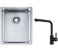 Conjunto fregadero de acero Franke Box 127.0453.653, grifo de cocina Franke Lina 115.0712.435