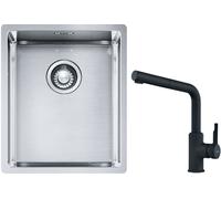 Conjunto fregadero de acero Franke Box 127.0453.653, grifo de cocina Franke Urban 115.0627.523
