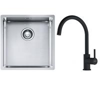 Conjunto fregadero de acero Franke Box 127.0453.654, grifo de cocina Franke Lina 115.0626.019
