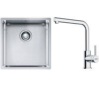 Conjunto fregadero de acero Franke Box 127.0453.654, grifo de cocina Franke Lina 115.0712.420