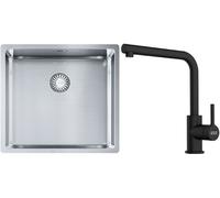 Conjunto fregadero de acero Franke Box 127.0453.655, grifo de cocina Franke Lina 115.0712.435