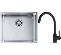Conjunto fregadero de acero Franke Box 127.0453.656, grifo de cocina Franke Lina 115.0626.019