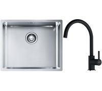 Conjunto fregadero de acero Franke Box 127.0453.656, grifo de cocina Franke Lina 115.0626.020