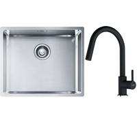 Conjunto fregadero de acero Franke Box 127.0453.656, grifo de cocina Franke Lina 115.0626.055