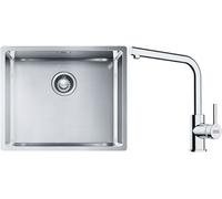 Conjunto fregadero de acero Franke Box 127.0453.656, grifo de cocina Franke Lina 115.0693.230
