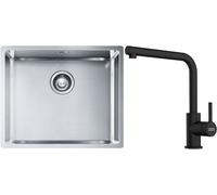 Conjunto fregadero de acero Franke Box 127.0453.656, grifo de cocina Franke Lina 115.0712.435