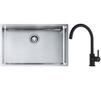Conjunto fregadero de acero Franke Box 127.0453.658, grifo de cocina Franke Lina 115.0626.019