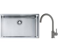 Conjunto fregadero de acero Franke Box 127.0453.658, grifo de cocina Franke Lina 115.0626.022