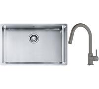Conjunto fregadero de acero Franke Box 127.0453.658, grifo de cocina Franke Lina 115.0626.057