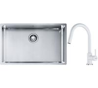 Conjunto fregadero de acero Franke Box 127.0453.658, grifo de cocina Franke Lina 115.0626.081