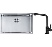 Conjunto fregadero de acero Franke Box 127.0453.658, grifo de cocina Franke Lina 115.0712.435