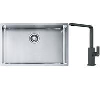 Conjunto fregadero de acero Franke Box 127.0453.658, grifo de cocina Franke Mythos 115.0550.441