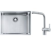 Conjunto fregadero de acero Franke Box 127.0453.660, grifo de cocina Franke Atlas 115.0521.439