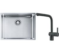 Conjunto fregadero de acero Franke Box 127.0453.660, grifo de cocina Franke Atlas 115.0550.427