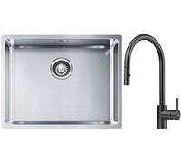 Conjunto fregadero de acero Franke Box 127.0453.660, grifo de cocina Franke Eos 115.0613.671