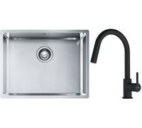 Conjunto fregadero de acero Franke Box 127.0453.660, grifo de cocina Franke Lina 115.0626.053