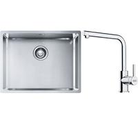 Conjunto fregadero de acero Franke Box 127.0453.660, grifo de cocina Franke Lina 115.0712.420