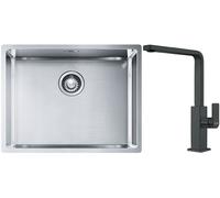 Conjunto fregadero de acero Franke Box 127.0453.660, grifo de cocina Franke Mythos 115.0550.441
