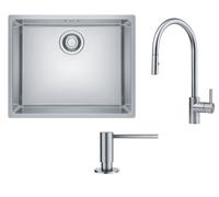 Conjunto fregadero de acero Franke Maris 122.0525.271, grifo de cocina Franke Eos 115.0590.045, 112.0717.084