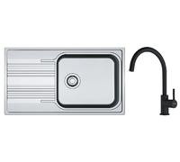 Conjunto fregadero de acero Franke Smart 101.0356.723, grifo de cocina Franke Lina 115.0626.019