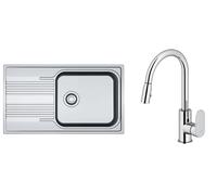 Conjunto fregadero de acero Franke Smart 101.0356.723, grifo de cocina Oltens Lista 35202100