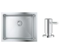 Conjunto fregadero de acero Grohe K700 31574SD1, dispensador de líquidos Grohe Cosmopolitan 40535000