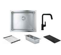Conjunto fregadero de acero Grohe K700 31574SD1, grifo de cocina Grohe Start 304702430, 40852SD0, 40856SD0, 40786K00