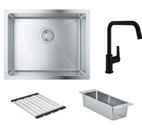 Conjunto fregadero de acero Grohe K700 31574SD1, grifo de cocina Grohe Start 304702430, 40852SD0, 40856SD0