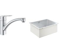 Conjunto fregadero de acero Grohe K700 31574SD1, grifo de cocina Grohe Start 30530002