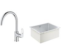Conjunto fregadero de acero Grohe K700 31574SD1, grifo de cocina Grohe Start 31555001