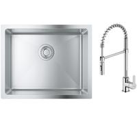Conjunto fregadero de acero Grohe K700 31574SD1, grifo de cocina Oltens Duf 35203100