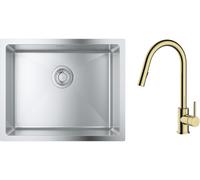 Conjunto fregadero de acero Grohe K700 31574SD1, grifo de cocina Oltens Litla 35204800