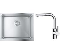 Conjunto fregadero de acero Grohe K700 31574SD1, grifo de cocina Oltens Myvat 35205100