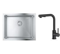 Conjunto fregadero de acero Grohe K700 31574SD1, grifo de cocina Oltens Myvat 35205300