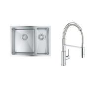 Conjunto fregadero de acero Grohe K700 31577SD1, grifo de cocina Grohe Get 30361000