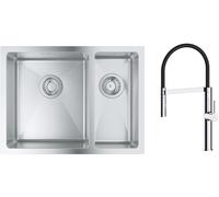 Conjunto fregadero de acero Grohe K700 31577SD1, grifo de cocina Oltens Borga 35207100