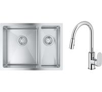 Conjunto fregadero de acero Grohe K700 31577SD1, grifo de cocina Oltens Lista 35202100