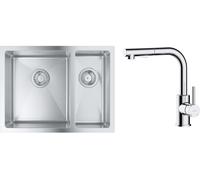 Conjunto fregadero de acero Grohe K700 31577SD1, grifo de cocina Oltens Myvat 35205100