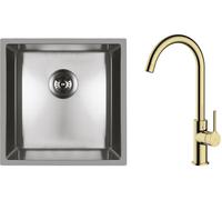 Conjunto fregadero de acero Oltens Stalvask 71100100, grifo de cocina Oltens Skafta 35206800