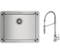 Conjunto fregadero de acero Teka Be Linea 115000005, grifo de cocina Oltens Duf 35203100